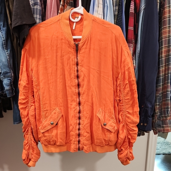 Free People Jackets & Blazers - Free People Orange Bomber Jacket